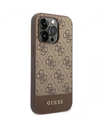 Guess GUHCP14LG4GLBR iPhone 14 Pro 6.1" brown/brown hard case 4G Stripe Collection
