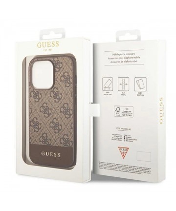 Guess GUHCP14LG4GLBR iPhone 14 Pro 6.1" brown/brown hard case 4G Stripe Collection