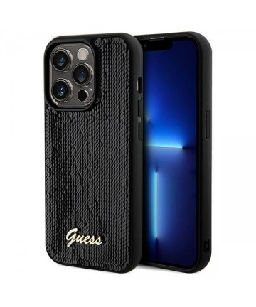 Guess Sequin Script Metal case for iPhone 14 Pro Max - black