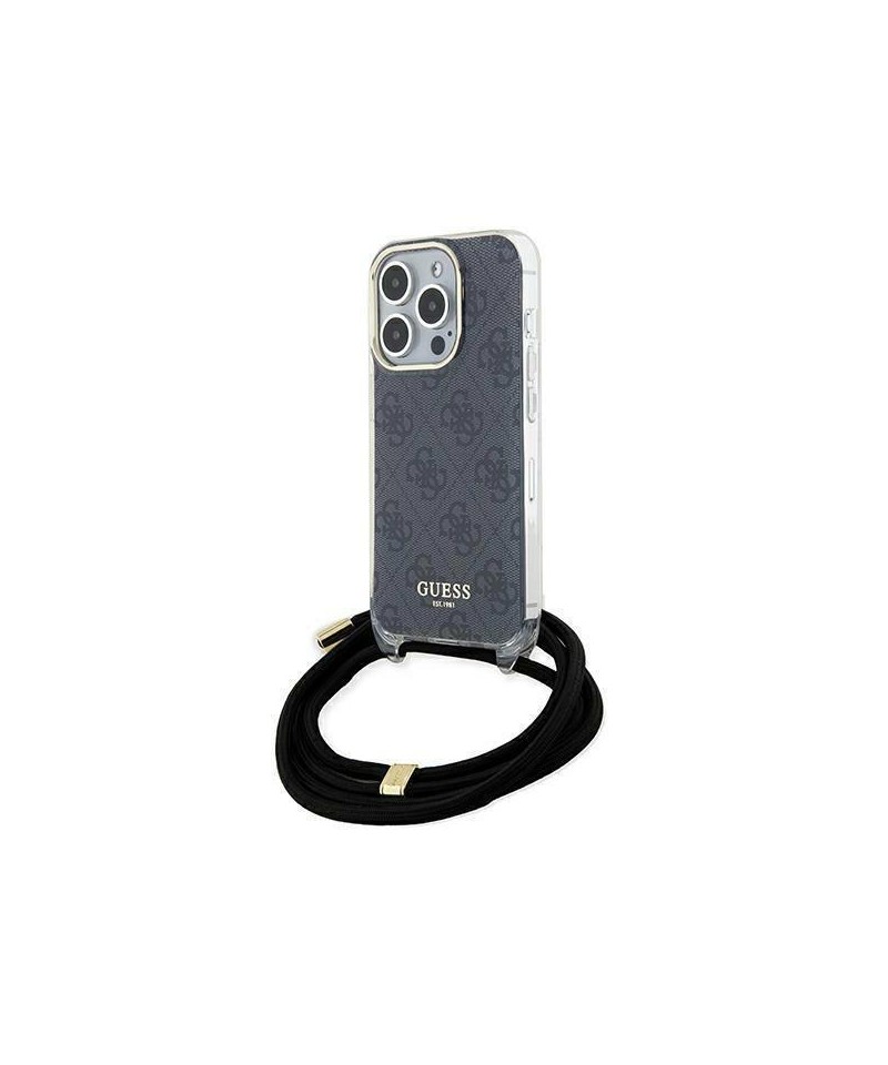 Guess Crossbody Cord 4G Print case for iPhone 15 Pro - black