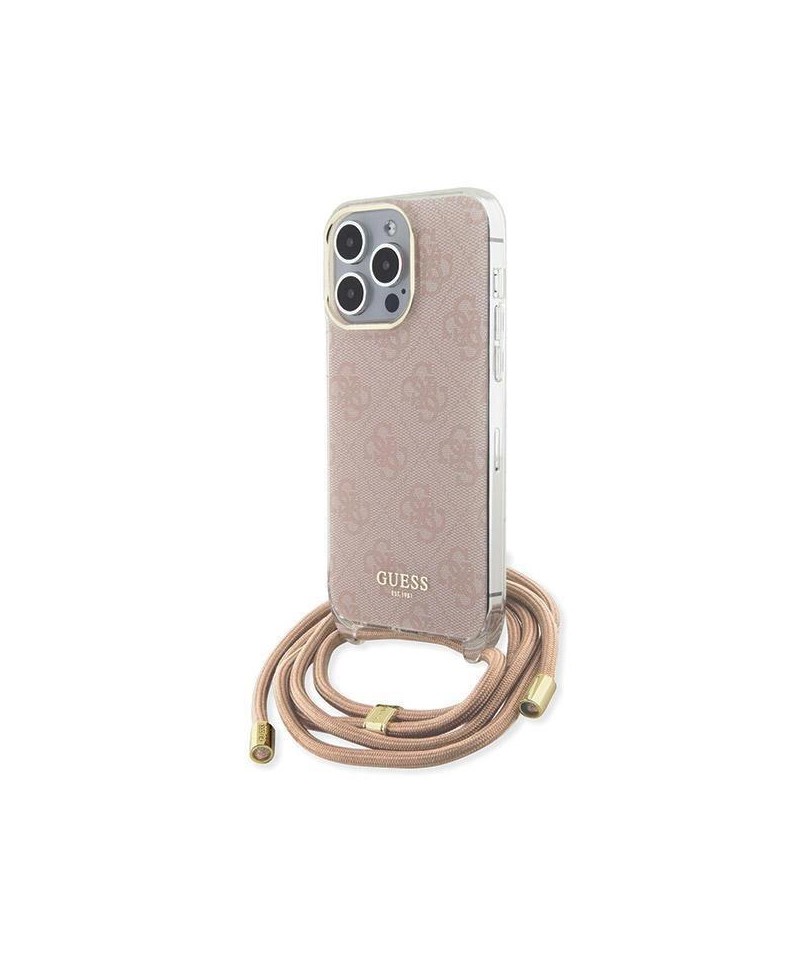 Guess Crossbody Cord 4G Print case for iPhone 15 Pro - pink