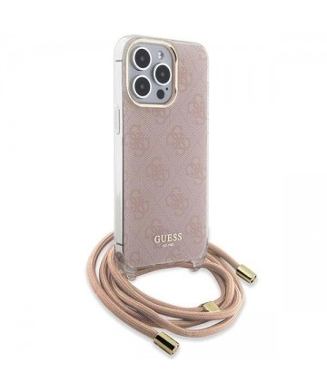 Guess Crossbody Cord 4G Print case for iPhone 15 Pro - pink