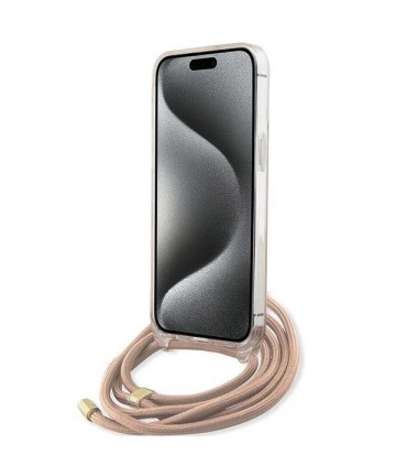 Guess Crossbody Cord 4G Print case for iPhone 15 Pro - pink