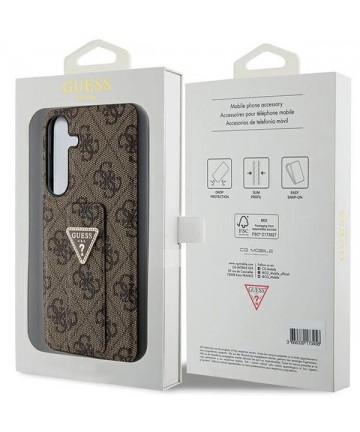 Guess GUHCS24SPGS4TDW S24 S921 brown/brown hardcase Grip Stand 4G Triangle Strass