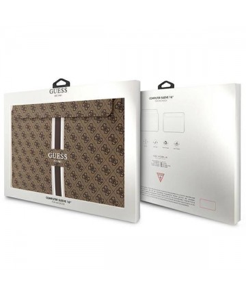 Guess 4G Printed Stripes cover for a 16" laptop - brown