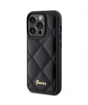 Guess Quilted Metal Logo case for iPhone 15 Pro Max - black