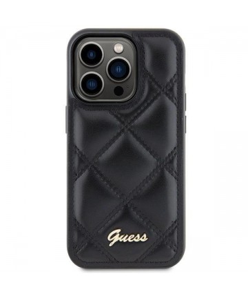 Guess Quilted Metal Logo case for iPhone 15 Pro Max - black