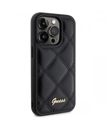 Guess Quilted Metal Logo case for iPhone 15 Pro Max - black