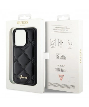 Guess Quilted Metal Logo case for iPhone 15 Pro Max - black