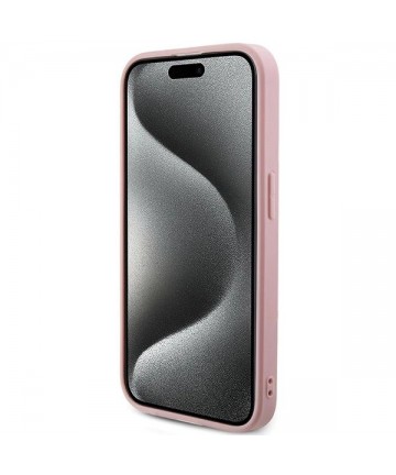 Guess GUHCP15XPSAIRSP iPhone 15 Pro Max 6.7" pink/pink hardcase Saffiano Iridescent Script