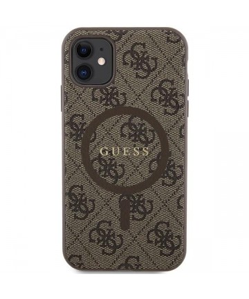 Guess GUHMN61G4GFRW iPhone 11 6.1" / Xr brown/brown hardcase 4G Collection Leather Metal Logo MagSafe