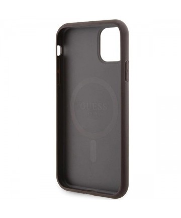 Guess GUHMN61G4GFRW iPhone 11 6.1" / Xr brown/brown hardcase 4G Collection Leather Metal Logo MagSafe
