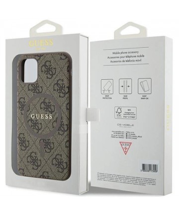 Guess GUHMN61G4GFRW iPhone 11 6.1" / Xr brown/brown hardcase 4G Collection Leather Metal Logo MagSafe