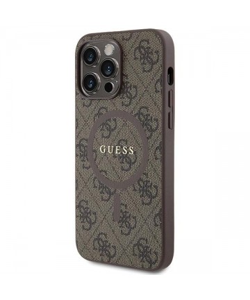 Guess 4G Collection Leather Metal Logo MagSafe Case for iPhone 13 Pro / iPhone 13 - Brown