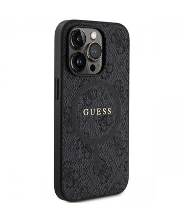 Guess 4G Collection Leather Metal Logo MagSafe Case for iPhone 14 Pro Max - Black
