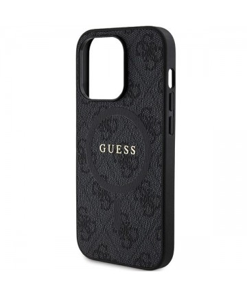Guess 4G Collection Leather Metal Logo MagSafe Case for iPhone 14 Pro Max - Black