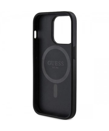 Guess 4G Collection Leather Metal Logo MagSafe Case for iPhone 14 Pro Max - Black