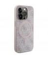 Guess 4G Collection Leather Metal Logo MagSafe Case for iPhone 14 Pro Max - Pink