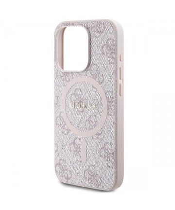 Guess 4G Collection Leather Metal Logo MagSafe Case for iPhone 14 Pro Max - Pink