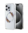 Guess IML Flowers Wreatch MagSafe case for iPhone 15 Pro - transparent