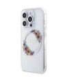 Guess IML Flowers Wreatch MagSafe case for iPhone 15 Pro - transparent