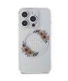 Guess IML Flowers Wreatch MagSafe case for iPhone 15 Pro - transparent