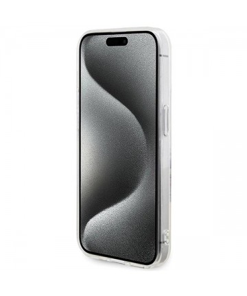 Guess IML Flowers Wreatch MagSafe case for iPhone 15 Pro - transparent