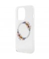 Guess IML Flowers Wreatch MagSafe case for iPhone 15 Pro - transparent