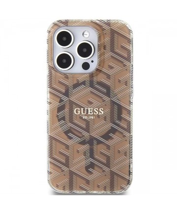 Guess IML GCube MagSafe case for iPhone 15 Pro - brown