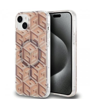 Guess IML GCube MagSafe case for iPhone 15 Plus / 14 Plus - brown