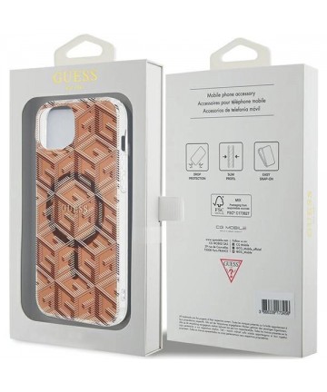 Guess IML GCube MagSafe case for iPhone 15 Plus / 14 Plus - brown