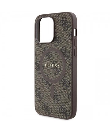 Guess GUHMP15XG4GFRW iPhone 15 Pro Max 6.7" brown/brown hardcase 4G Collection Leather Metal Logo MagSafe