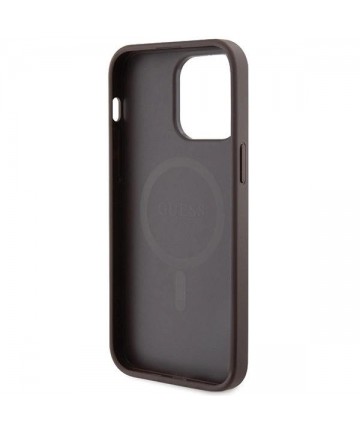 Guess GUHMP15XG4GFRW iPhone 15 Pro Max 6.7" brown/brown hardcase 4G Collection Leather Metal Logo MagSafe