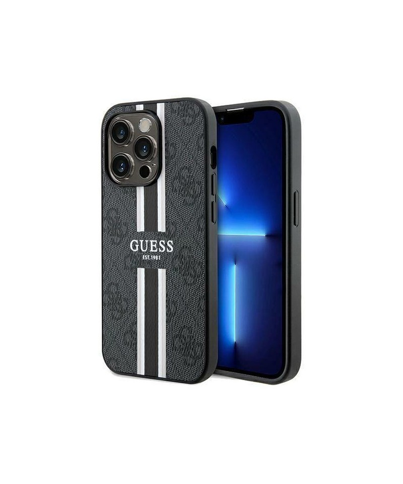 Guess 4G Printed Stripes MagSafe case for iPhone 15 Pro Max - black