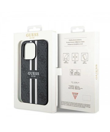 Guess 4G Printed Stripes MagSafe case for iPhone 15 Pro Max - black