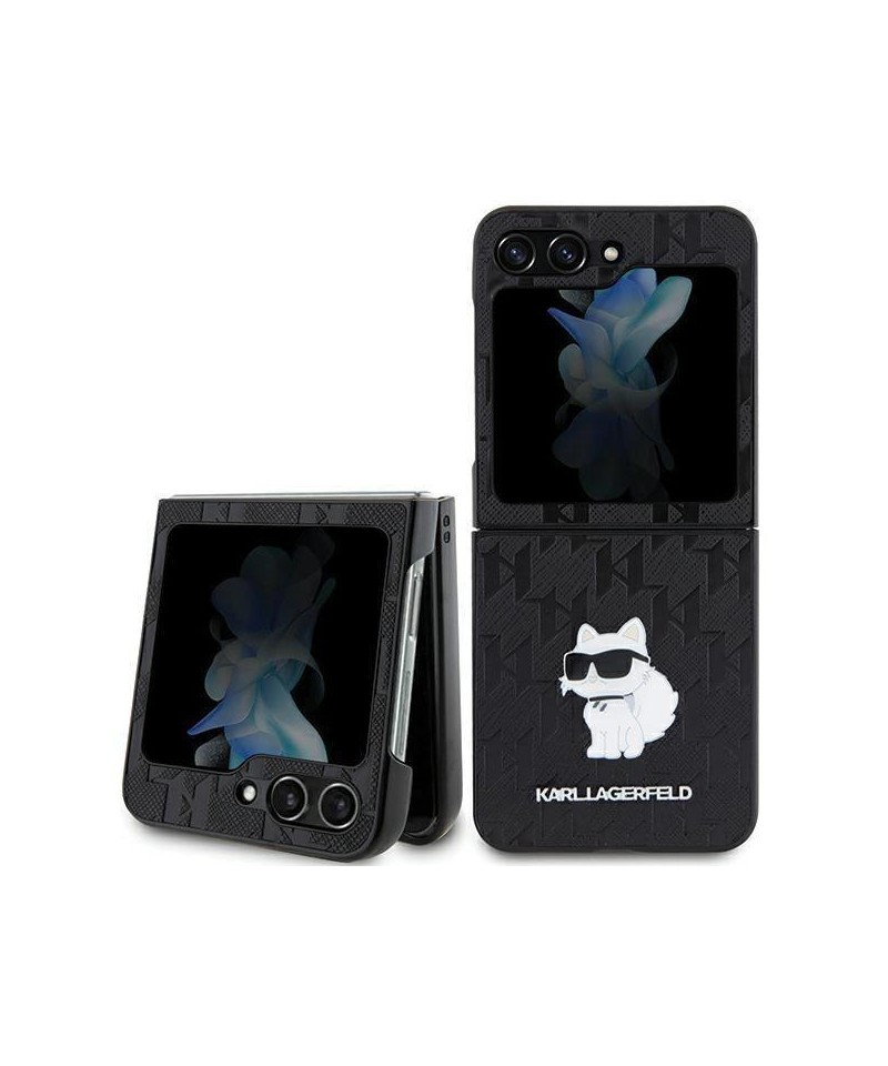 Karl Lagerfeld Saffiano Monogram Choupette Pin case for Samsung Galaxy Z Flip 5 - black
