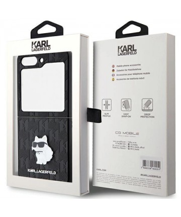 Karl Lagerfeld Saffiano Monogram Choupette Pin case for Samsung Galaxy Z Flip 5 - black