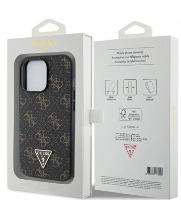 Guess 4G Triangle Metal Logo case for iPhone 14 Pro - black