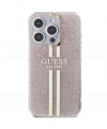 Guess IML 4G Gold Stripe case for iPhone 14 Pro Max - pink