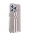 Guess IML 4G Gold Stripe case for iPhone 14 Pro Max - pink