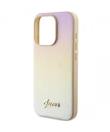 Guess Saffiano Iridescent Script case for iPhone 14 Pro Max - gold