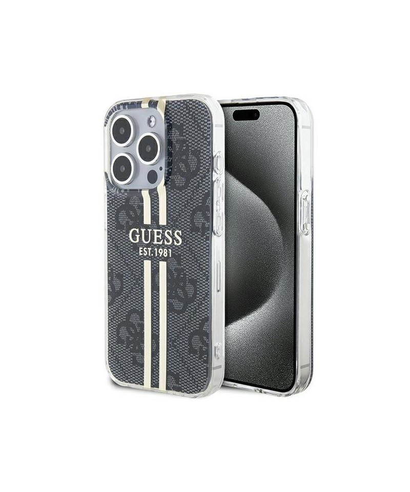 Guess IML 4G Gold Stripe case for iPhone 15 Pro - black