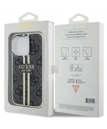 Guess IML 4G Gold Stripe case for iPhone 15 Pro - black
