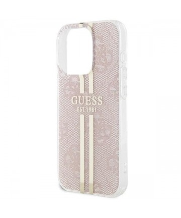 Guess IML 4G Gold Stripe case for iPhone 15 Pro - pink