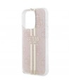 Guess IML 4G Gold Stripe case for iPhone 15 Pro - pink