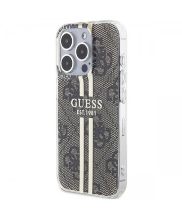 Guess IML 4G Gold Stripe case for iPhone 15 Pro - brown