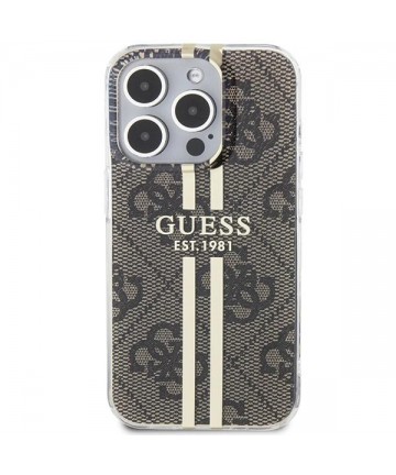 Guess IML 4G Gold Stripe case for iPhone 15 Pro - brown