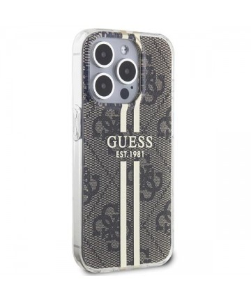 Guess IML 4G Gold Stripe case for iPhone 15 Pro - brown