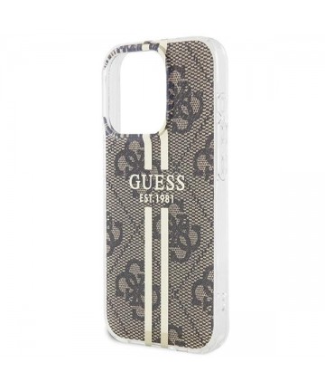 Guess IML 4G Gold Stripe case for iPhone 15 Pro - brown