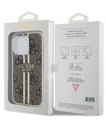 Guess IML 4G Gold Stripe case for iPhone 15 Pro - brown